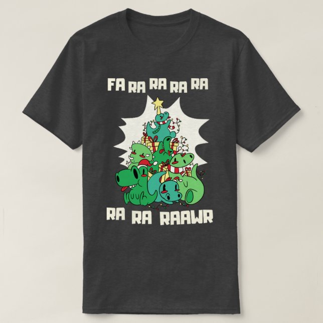 Funny Dinosaur Christmas Tree Pyjamas T-Shirt (Design Front)