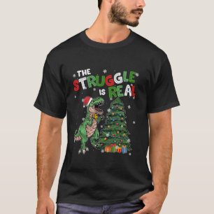 Funny Dinosaur Christmas Tree Struggle Is Real Xma T-Shirt