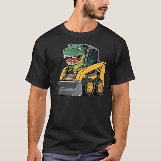 Funny Dinosaur Construction Truck Excavator Kids B T-Shirt (Front)