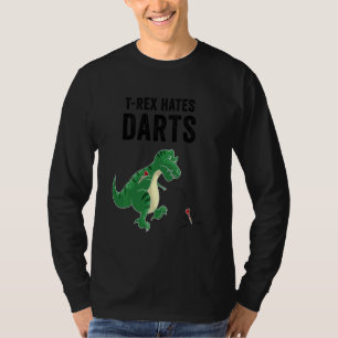 Funny Dinosaur Cool T Rex Hates Darts Sports Play T-Shirt