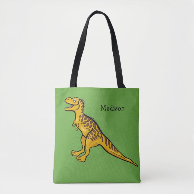 Funny Dinosaur custom name & colour bags (Front)