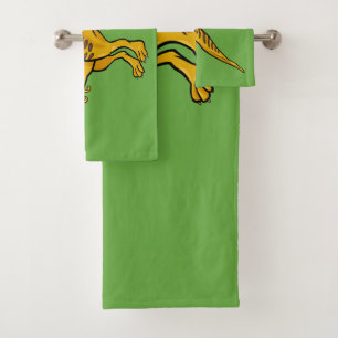 Funny Dinosaur custom name & colour towel set