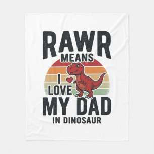 Funny Dinosaur Dad RAWR Vintage Shirt Design_1 Fleece Blanket