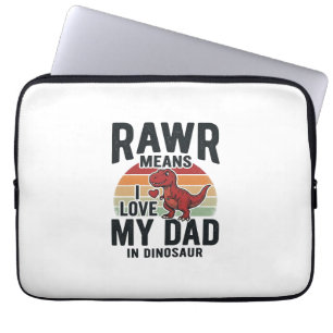 Funny Dinosaur Dad RAWR Vintage Shirt Design_1 Laptop Sleeve