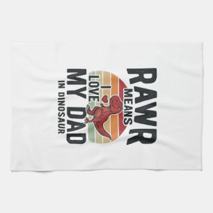 Funny Dinosaur Dad RAWR Vintage Shirt Design_1 Tea Towel