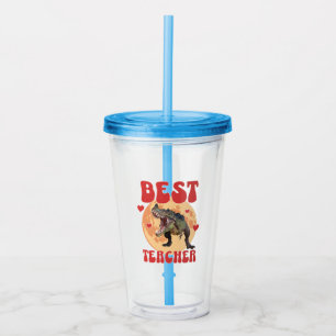 Funny Dinosaur Dino Best Teacher Acrylic Tumbler