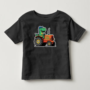 Funny Dinosaur Driving Tractor Dino Power Toddler T-Shirt