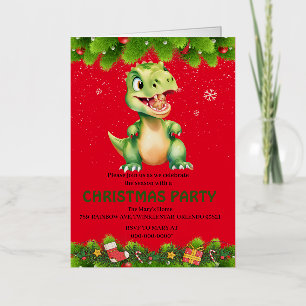Funny Dinosaur eat gingerbread cookies Christmas Foil Greeting Card