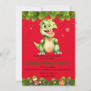 Funny Dinosaur eat gingerbread cookies Christmas  Invitation