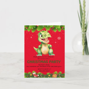 Funny Dinosaur eat gingerbread cookies Christmas  Invitation