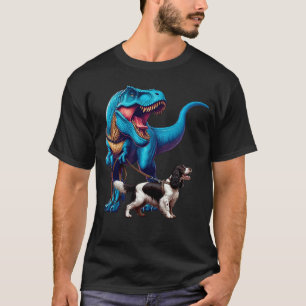Funny Dinosaur English Springer Spaniel Walking T-Shirt