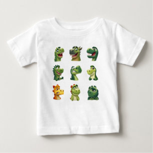 Funny Dinosaur Faces – Cute Cartoon Dino Kid Baby T-Shirt