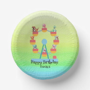 Funny dinosaur Ferris wheel Birthday party DIY Nam Paper Plate