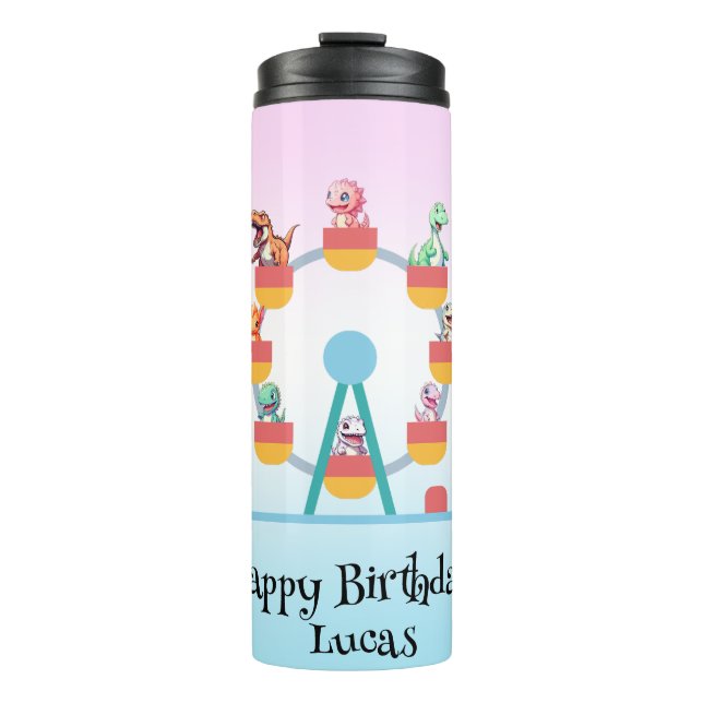 Funny dinosaur Ferris wheel Birthday party DIY Nam Thermal Tumbler (Front)