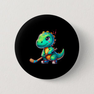 Funny Dinosaur Field Hockey Player Cool Team  6 Cm Round Badge