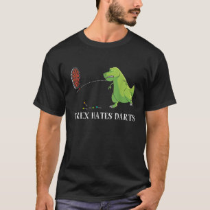 Funny Dinosaur Gift Cool T rex Hates Darts Sports  T-Shirt