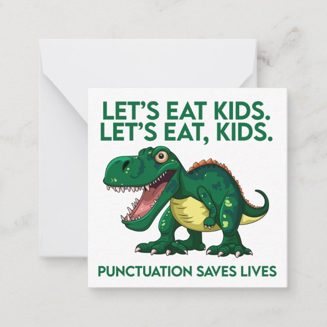 Funny Dinosaur Grammar Lesson Card (Front)