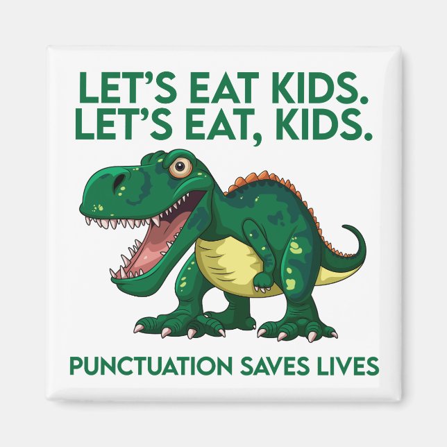 Funny Dinosaur Grammar Lesson Magnet (Front)