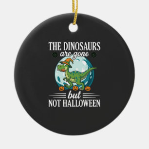 Funny Dinosaur Halloween Witch Graphic Ceramic Ornament