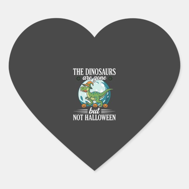 Funny Dinosaur Halloween Witch Graphic Heart Sticker (Front)
