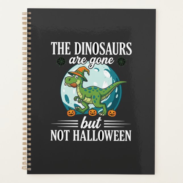 Funny Dinosaur Halloween Witch Graphic Planner (Front)