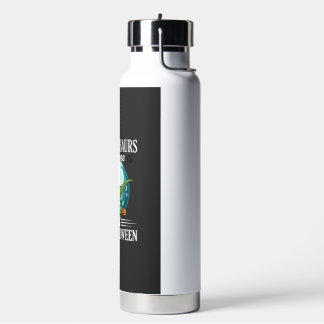 Funny Dinosaur Halloween Witch Graphic Water Bottle