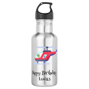 Funny dinosaur Helicopter Birthday party DIY Name 532 Ml Water Bottle