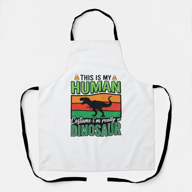 Funny Dinosaur Human Costume Halloween Apron (Front)