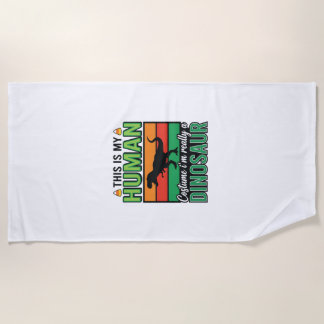 Funny Dinosaur Human Costume Halloween Beach Towel