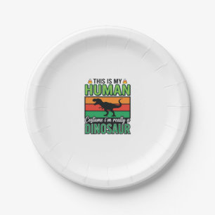 Funny Dinosaur Human Costume Halloween Paper Plate