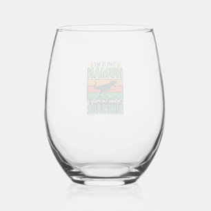 Funny Dinosaur Human Costume Halloween Stemless Wine Glass