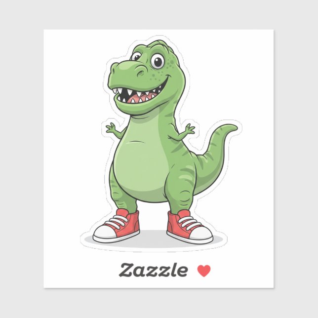 Funny Dinosaur in Sneaker Custom-Cut Vinyl Sticker (Sheet)