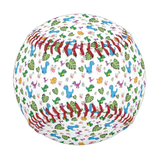 Funny Dinosaur, leaves Baseball (Front)