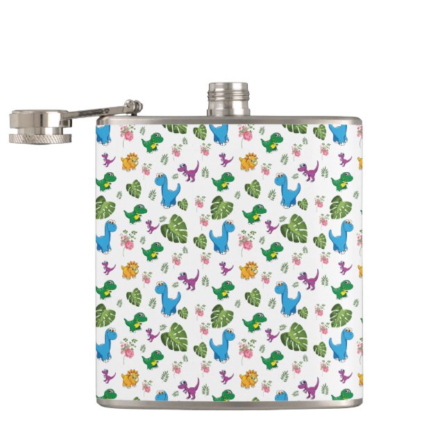 Funny Dinosaur, leaves Hip Flask (Opened)