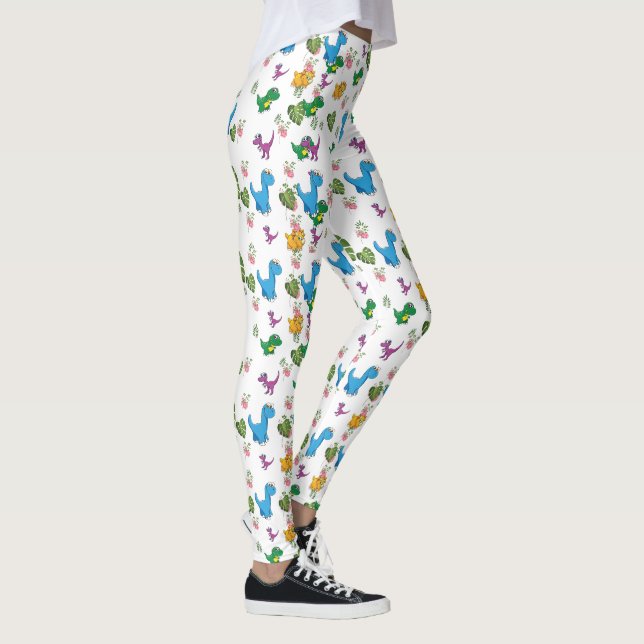 Funny Dinosaur leaves Leggings (Right)