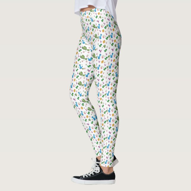 Funny Dinosaur leaves Leggings (Left)