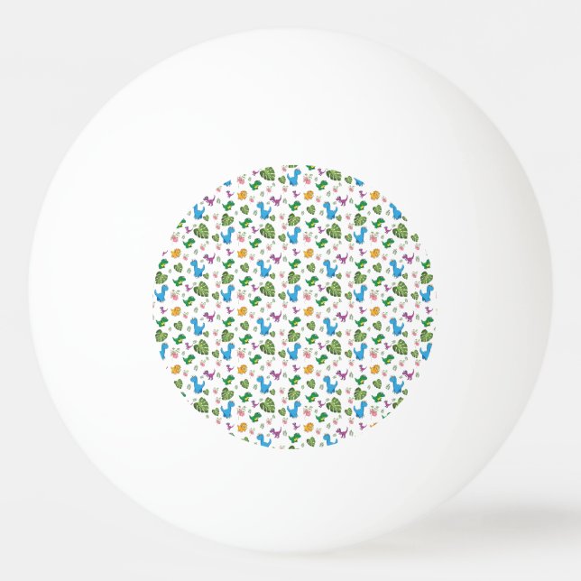 Funny Dinosaur, leaves Ping Pong Ball (Front)