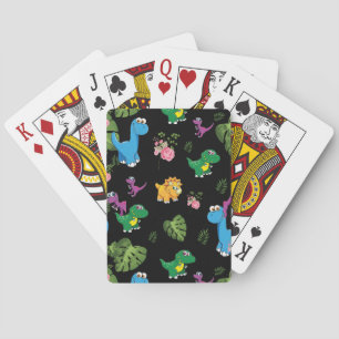 Funny Dinosaur, leaves Playing Cards