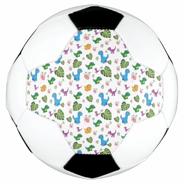 Funny Dinosaur, leaves Soccer Ball (Front)