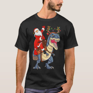 Funny Dinosaur Lover Santa Riding Dinosaur Christm T-Shirt