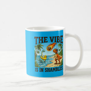 Funny Dinosaur Meteor Vibe in Shambles Retro Coffee Mug