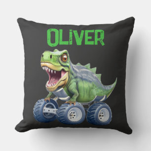 Funny dinosaur monster truck cushion