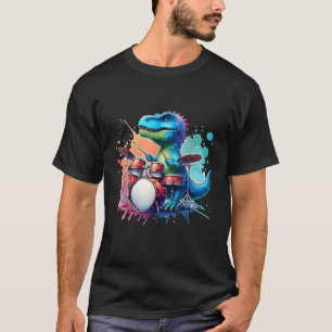 Funny Dinosaur Musician T Rex Drummer Men Boys Gif T-Shirt