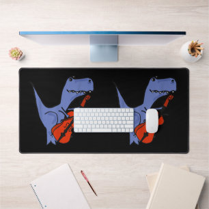Funny Dinosaur Playing Cello Desk Mat