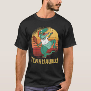 Funny Dinosaur Playing Tennis Retro Style Tennisau T-Shirt