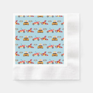 Funny Dinosaur racing car boy kids Birthday party Napkin