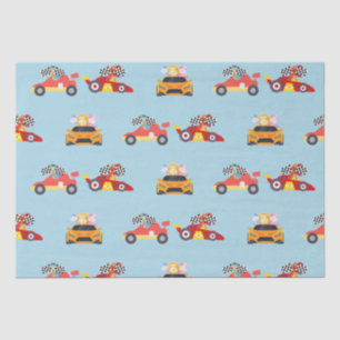 Funny Dinosaur racing car boy kids Birthday party Tissue Paper