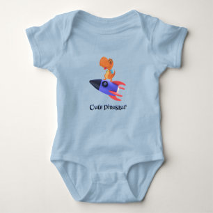 Funny dinosaur rocket back 2 School Birthday party Baby Bodysuit