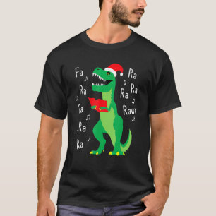 Funny Dinosaur Santa Hat Fa Ra Ra Ra Christmas Paj T-Shirt