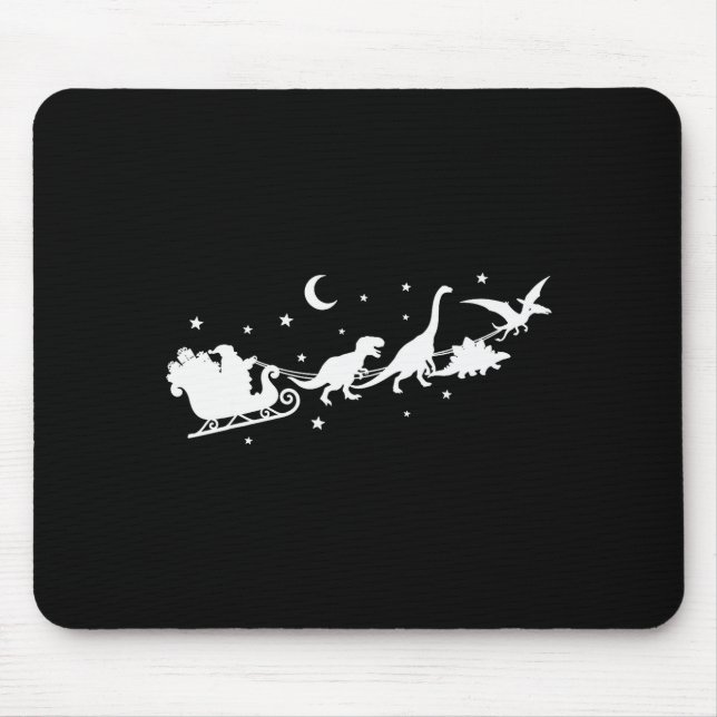 Funny Dinosaur Santa Sleigh Xmas Pyjamas For Famil Mouse Pad (Front)